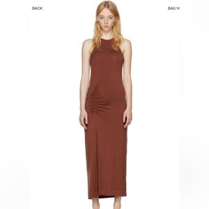 Ganni brown lyocell midi dress